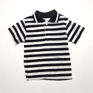 Vintage Stripes Polo Boys Size 3T Black and White Stripe Short Sleeve